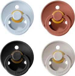 Bibs Fopspeen 18+ Maanden|Set 4 Stuks|Baby Blue, Black, Sand, Woodchuck|Maat 3|T3