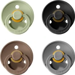 BIBS | Fopspeen Set 4 Stuks | Maat 3 | 18+ Maanden | Black, Iron, Sage, Dark Oak