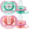 Philips Avent Ultra Air Fopspeen Roze/Groen Poes/konijn 18m+