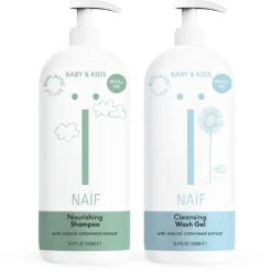 Naïf Shampoo & Wasgel Voordeel Verpakking - Baby & Kids XL Pompfles - 500ml - Met Natuurlijke Ingrediënten