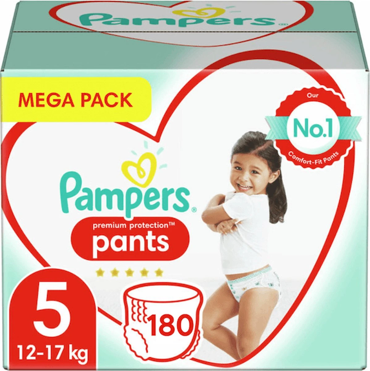Pampers® Pampers Premium Protection Nappy Pants Maat 5 - 180 Luierbroekjes Maandbox 1 Pampers® Pampers Premium Protection Nappy Pants Maat 5 - 180 Luierbroekjes Maandbox