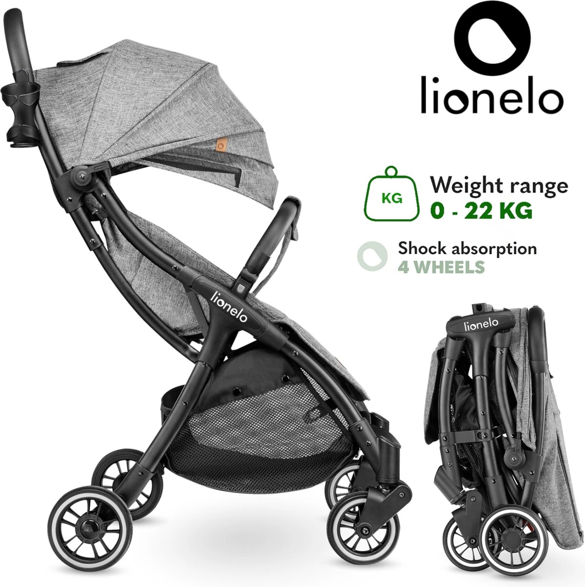 Lionelo Buggy Julie One - Kinderwagen Premium - Automatisch Opvouwen - Wandelwagen Tot 22 Kg - Comfortabele Zitje 15 Lionelo Buggy Julie One - Kinderwagen Premium - Automatisch Opvouwen - Wandelwagen Tot 22 Kg - Comfortabele Zitje - Afbeelding 15