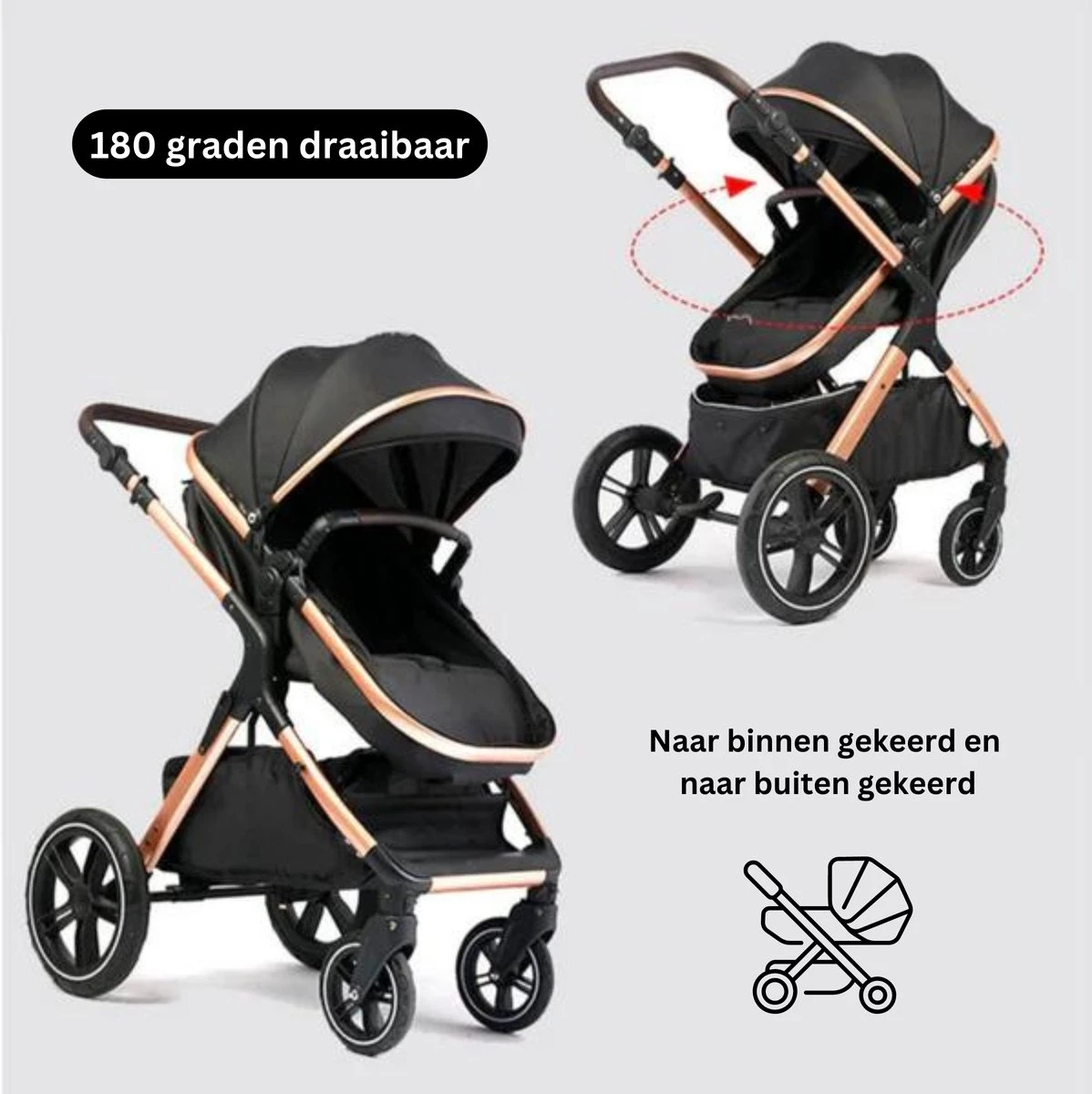 Merkloos BrightWise Luxe Kinderwagen 3 In 1 Van Voldoet Aan Alle Europese Veiligheidscertificaten - Wandelwagen - Kinderwagen 3-in-1 Incl Autostoel - Kinderwagen Maxi Cosi – Buggy 3 In 1 - Newborn - Zwart 3 Merkloos BrightWise Luxe Kinderwagen 3 In 1 Van Voldoet Aan Alle Europese Veiligheidscertificaten - Wandelwagen - Kinderwagen 3-in-1 Incl Autostoel - Kinderwagen Maxi Cosi – Buggy 3 In 1 - Newborn - Zwart - Afbeelding 3