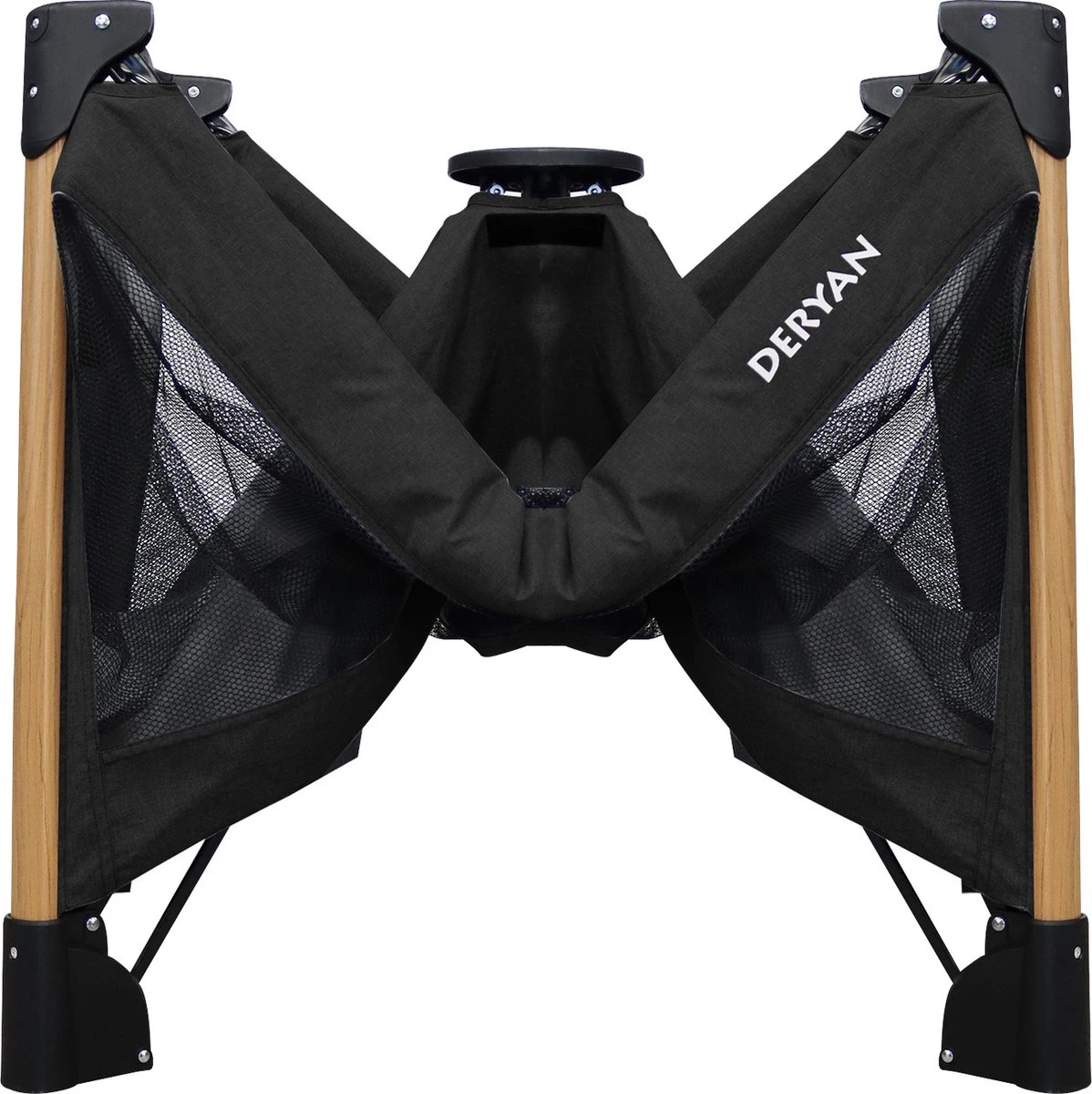 Deryan Luxe Campingbed Compleet - 120x60cm - Bodemverhoger - Verschoonblad - Opbergmand - Zwart 9 Deryan Luxe Campingbed Compleet - 120x60cm - Bodemverhoger - Verschoonblad - Opbergmand - Zwart - Afbeelding 9