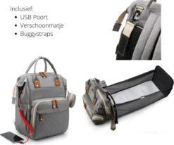 Humpy Dumpy Stijlvolle Luiertas Rugzak (Zwart) Met Uitschuifbaar Verschoon/ Slaap Bedje. Incl. Verschoon Matje, USB Poort & Buggy Straps -Aanbiedingen BIBS Winkel 1200x1001 7