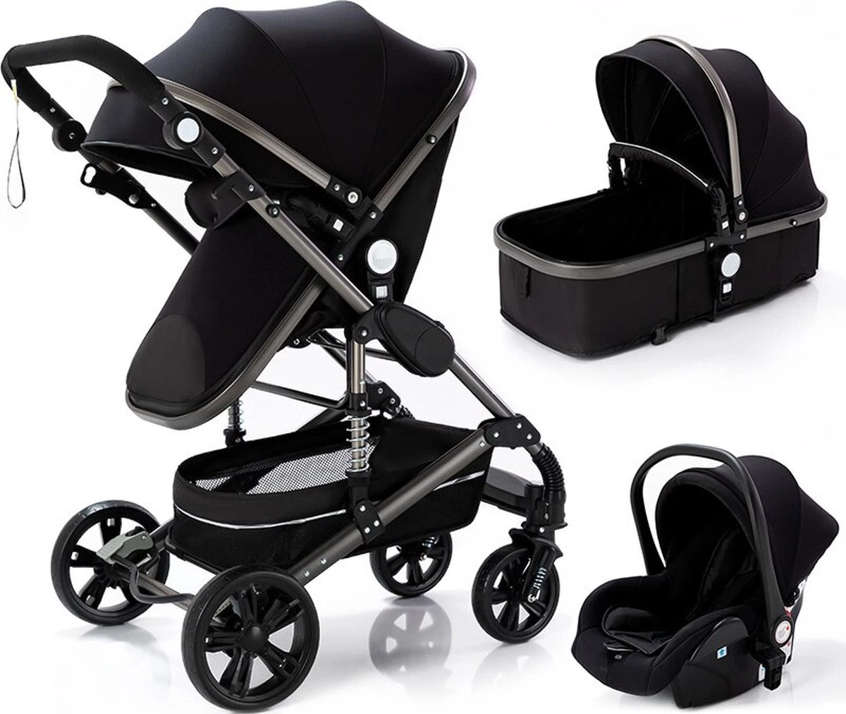 Luxe Kinderwagen 3 In 1 - Wandelwagen - Kinderwagen 3-in-1 Incl Autostoel - Kinderwagen Maxi Cosi – Buggy 3 In 1 - Newborn - Zwart 1 Luxe Kinderwagen 3 In 1 - Wandelwagen - Kinderwagen 3-in-1 Incl Autostoel - Kinderwagen Maxi Cosi – Buggy 3 In 1 - Newborn - Zwart