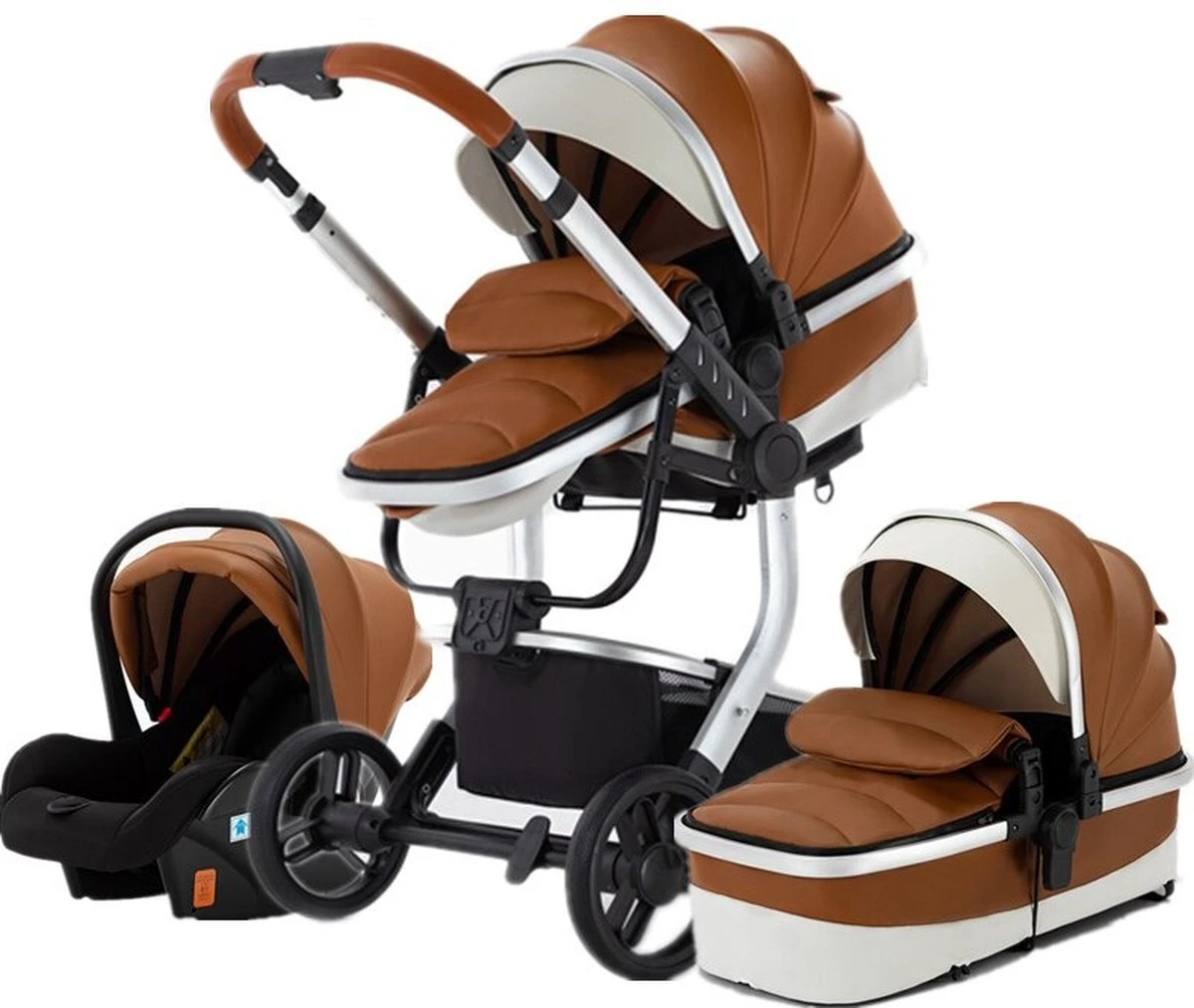 Merkloos BrightWise® Luxe Kinderwagen 3 In 1 Voldoet Aan Alle Europese Veiligheidscertificaten - Wandelwagen - Kinderwagen 3-in-1 Incl Autostoel - Kinderwagen Maxi Cosi – Buggy 3 In 1 - Newborn - Leer - Bruin 1 Merkloos BrightWise® Luxe Kinderwagen 3 In 1 Voldoet Aan Alle Europese Veiligheidscertificaten - Wandelwagen - Kinderwagen 3-in-1 Incl Autostoel - Kinderwagen Maxi Cosi – Buggy 3 In 1 - Newborn - Leer - Bruin