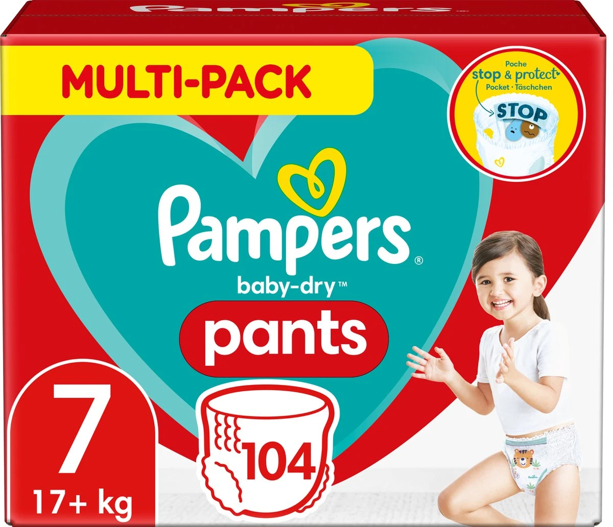 Pampers® Pampers Baby Dry Pants Luierbroekjes - Maat 7 (17+ Kg) - 104 Stuks - Multi-Pack 1 Pampers® Pampers Baby Dry Pants Luierbroekjes - Maat 7 (17+ Kg) - 104 Stuks - Multi-Pack
