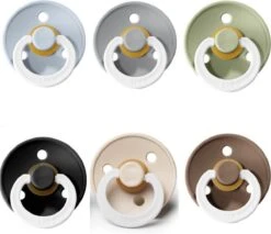 Bibs Fopspeen - Maat 1 0-6 Maanden - 6 Stuks - Sage, Vanilla, Black, Dark Oak, Cloud & Baby Blue Glow In The Dark
