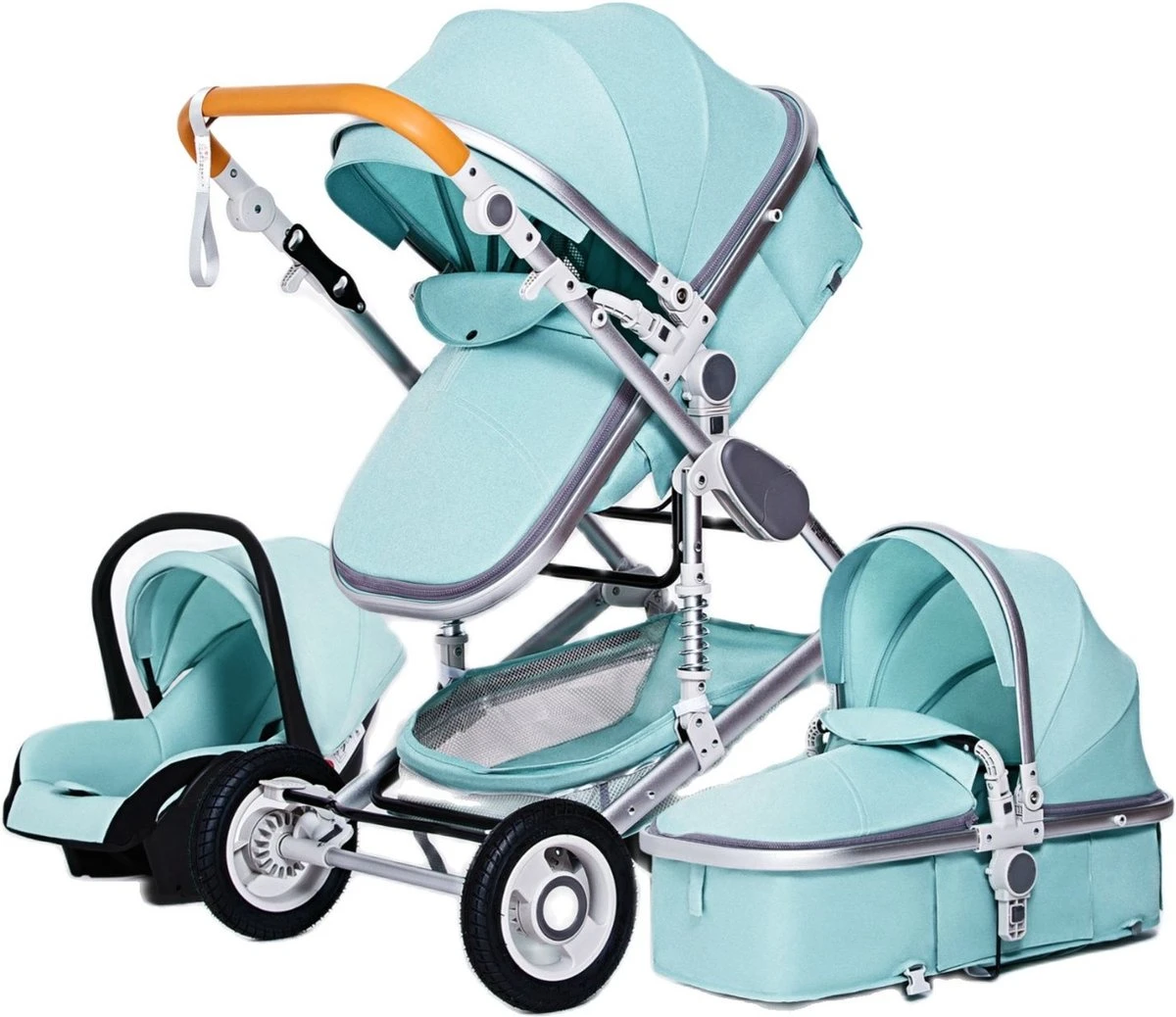 Merkloos Luxe 3-in-1 Kinderwagen - Wandelwagen - Autostoeltje - Buggy - Inklapbaar - Groen - 0-36 Maanden 1 Merkloos Luxe 3-in-1 Kinderwagen - Wandelwagen - Autostoeltje - Buggy - Inklapbaar - Groen - 0-36 Maanden