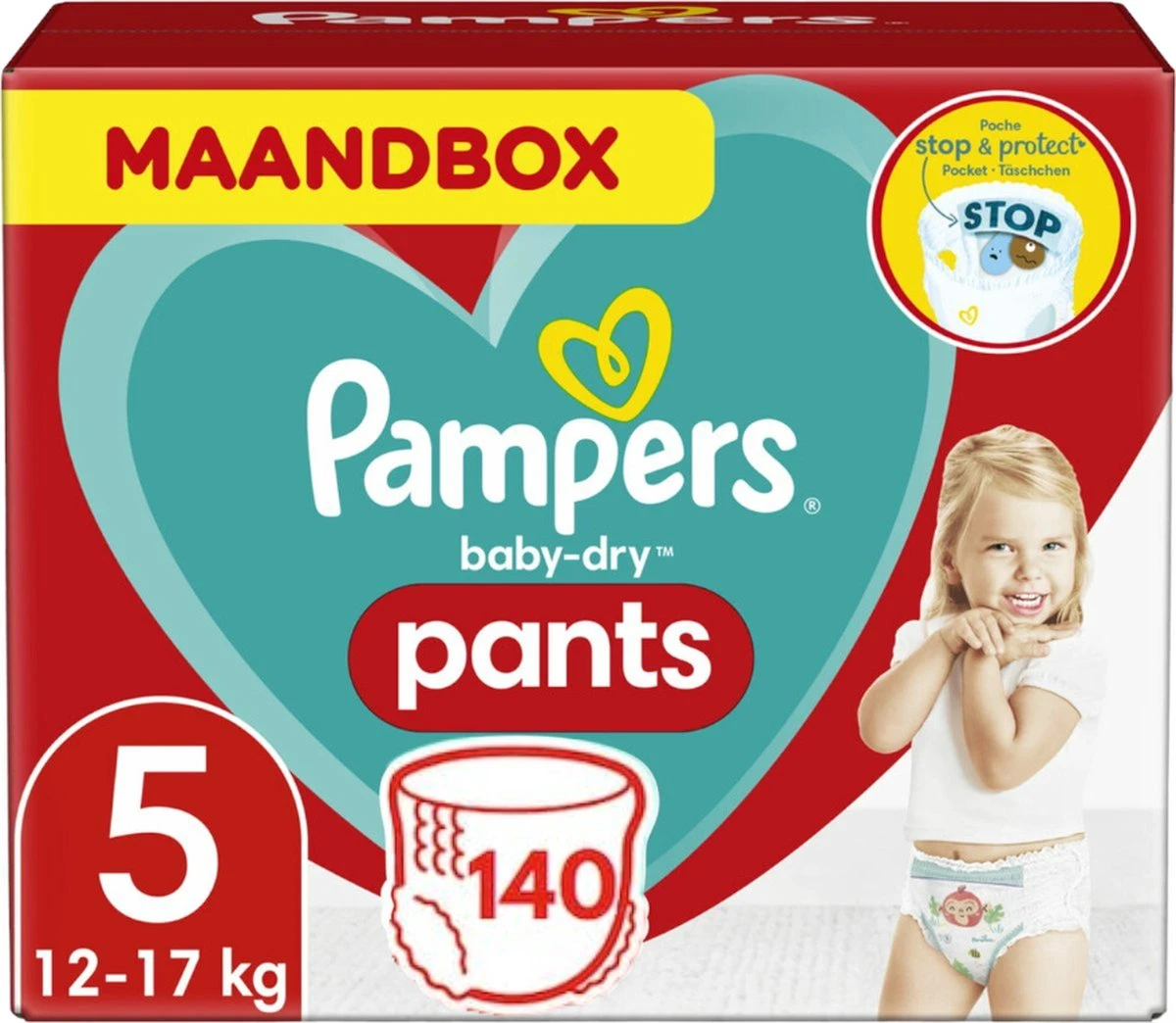 Pampers® Pampers Baby-Dry Pants Luierbroekjes - Maat 5 (12-17 Kg) - 140 Stuks - Maandbox 1 Pampers® Pampers Baby-Dry Pants Luierbroekjes - Maat 5 (12-17 Kg) - 140 Stuks - Maandbox