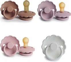 Frigg Fopspeen| Maat 2 6-18 Maanden | 4 Stuks | Daisy | Rose Gold- Baby Pink - Soft Lilac - Bright White •