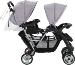 VidaXL Kinderwagen Dubbel Staal Grijs En Zwart -Aanbiedingen BIBS Winkel 1200x1050 8