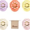 BIBS Boheme Fopspeen Set | Maat 2 6-18 Maanden | Set 5 Stuks + MONKIEZZ® Speenzakje | Violet Sky, Papaya, Ivory, Sunshine, Blossom