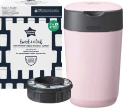 Tommee Tippee Milieuvriendelijke Twist & Click Luieremmer - Met 1 Navulcassette - Roze -Aanbiedingen BIBS Winkel 1200x1056 2