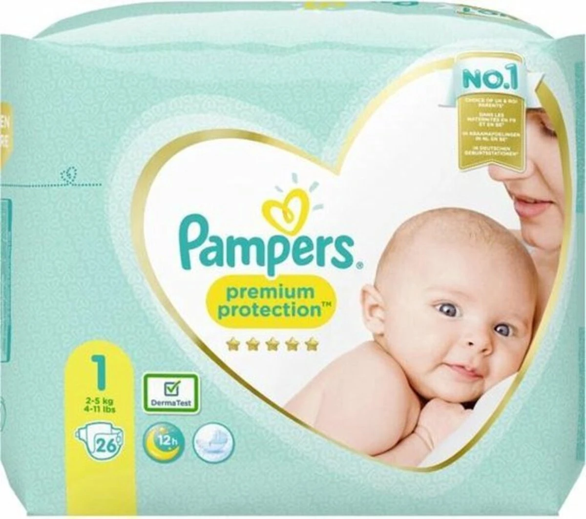 Pampers® Pampers Premium Protection Luiers Maat 1 (2-5kg) 4x26 = 104 Stuks 1 Pampers® Pampers Premium Protection Luiers Maat 1 (2-5kg) 4x26 = 104 Stuks