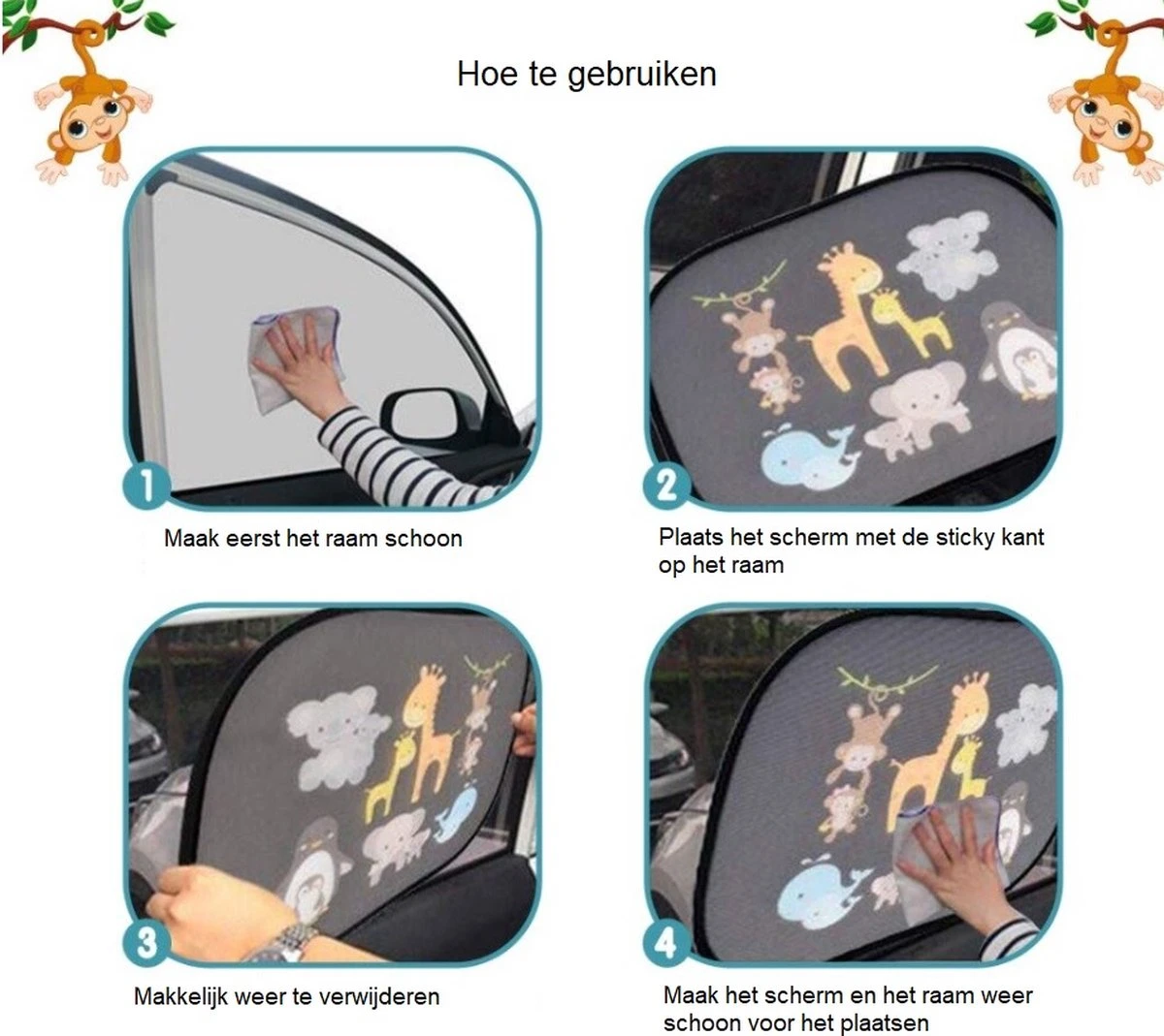 Merkloos Zonnescherm Auto Zijruit Kind - Zonwering Auto Zelfklevend - UV Protectie - Autozonnescherm Voor Kinderen - 2 Stuks - Dieren Multi Colour 2 Merkloos Zonnescherm Auto Zijruit Kind - Zonwering Auto Zelfklevend - UV Protectie - Autozonnescherm Voor Kinderen - 2 Stuks - Dieren Multi Colour - Afbeelding 2