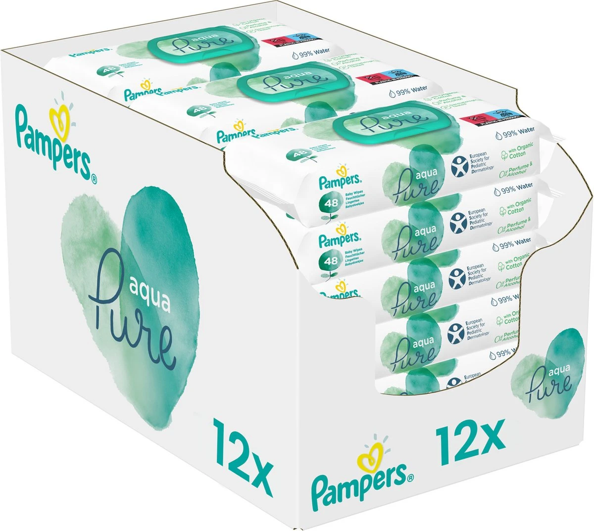 Pampers® Pampers - Aqua Pure - Billendoekjes - 576 Doekjes - 12 X 48 1 Pampers® Pampers - Aqua Pure - Billendoekjes - 576 Doekjes - 12 X 48