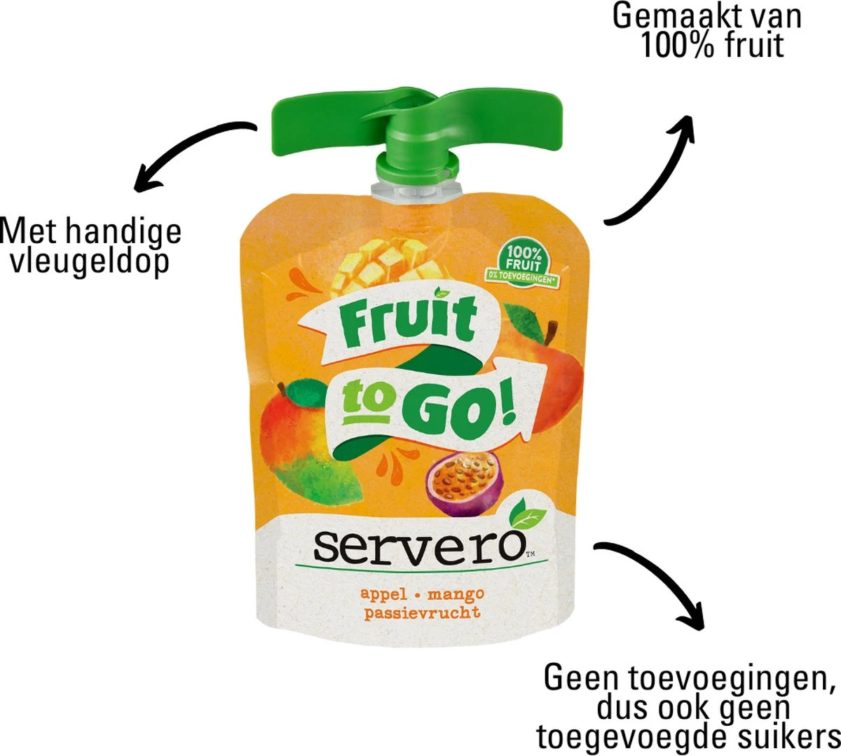 Servero Fruit To Go 100% Fruit - Mixpack Knijpfruit - Appel Mango Passievrucht En Appel Aardbei Framboos - 12 X 90 Gram 2 Servero Fruit To Go 100% Fruit - Mixpack Knijpfruit - Appel Mango Passievrucht En Appel Aardbei Framboos - 12 X 90 Gram - Afbeelding 2