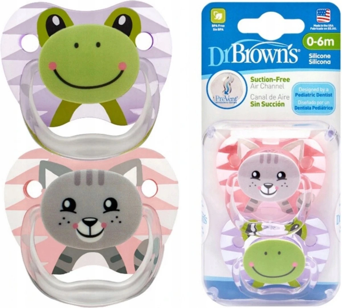 Dr. Brown's Dr Brown's Fopspeen - Animal Faces - Fase 1 - 0-3 Maanden - Roze - 2-pack 8 Dr. Brown's Dr Brown's Fopspeen - Animal Faces - Fase 1 - 0-3 Maanden - Roze - 2-pack - Afbeelding 8