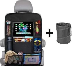Merkloos Autostoel Organizer + Opvouwbare Mini Prullenbak Bundel - Musthave Voor Uw Autovakantie! - IPad/Tablet Houder - Opvouwbaar - Inklapbaar - Rugleuning - Auto Opbergsysteem - Kinderen - Waterafstotend - Prullenmand - Licht - Opberg - Universeel - Handig