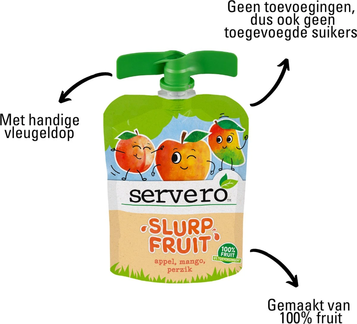 Servero Slurpfruit Maandbox – Knijpfruit – Appel Aardbei Banaan, Appel Perzik Abrikoos En Appel Mango Perzik – 32 X 90 Gram 2 Servero Slurpfruit Maandbox – Knijpfruit – Appel Aardbei Banaan, Appel Perzik Abrikoos En Appel Mango Perzik – 32 X 90 Gram - Afbeelding 2