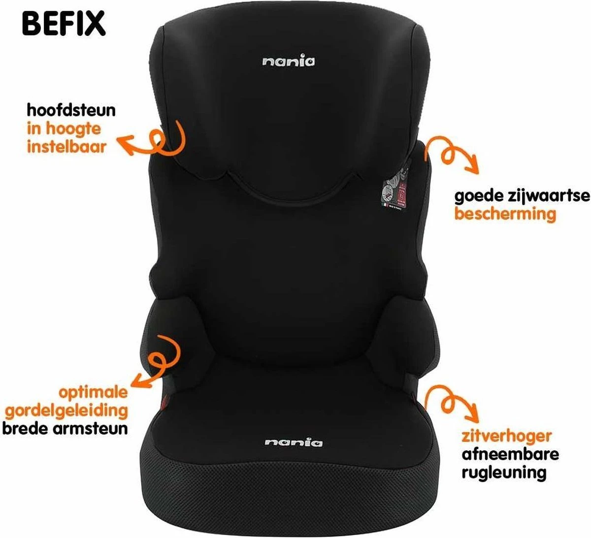 Nania - Autostoel Befix - Eco Zwart (15 Tot 36 Kg) - Zwart 5 Nania - Autostoel Befix - Eco Zwart (15 Tot 36 Kg) - Zwart - Afbeelding 5