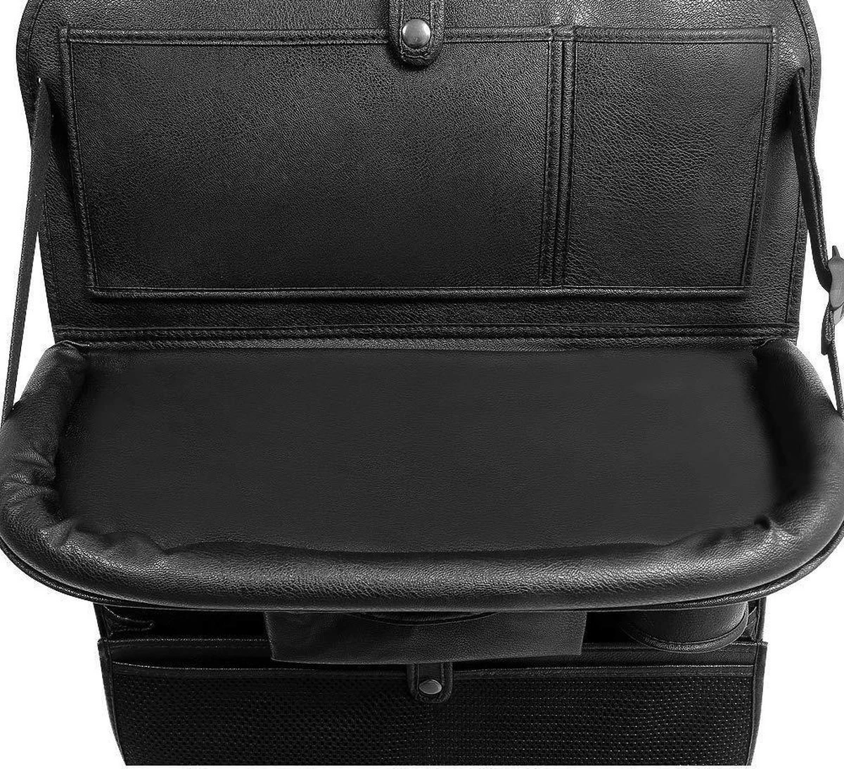 RAMBUX® - Autostoel Organizer Met Tray - Organizer Auto Stoelhoes Met Uitklapbare Tafel - Duurzaam Mat Zwart PU Leer Kunstleer - Tablethouder - Telefoonhouder - Fleshouder 4 RAMBUX® - Autostoel Organizer Met Tray - Organizer Auto Stoelhoes Met Uitklapbare Tafel - Duurzaam Mat Zwart PU Leer Kunstleer - Tablethouder - Telefoonhouder - Fleshouder - Afbeelding 4