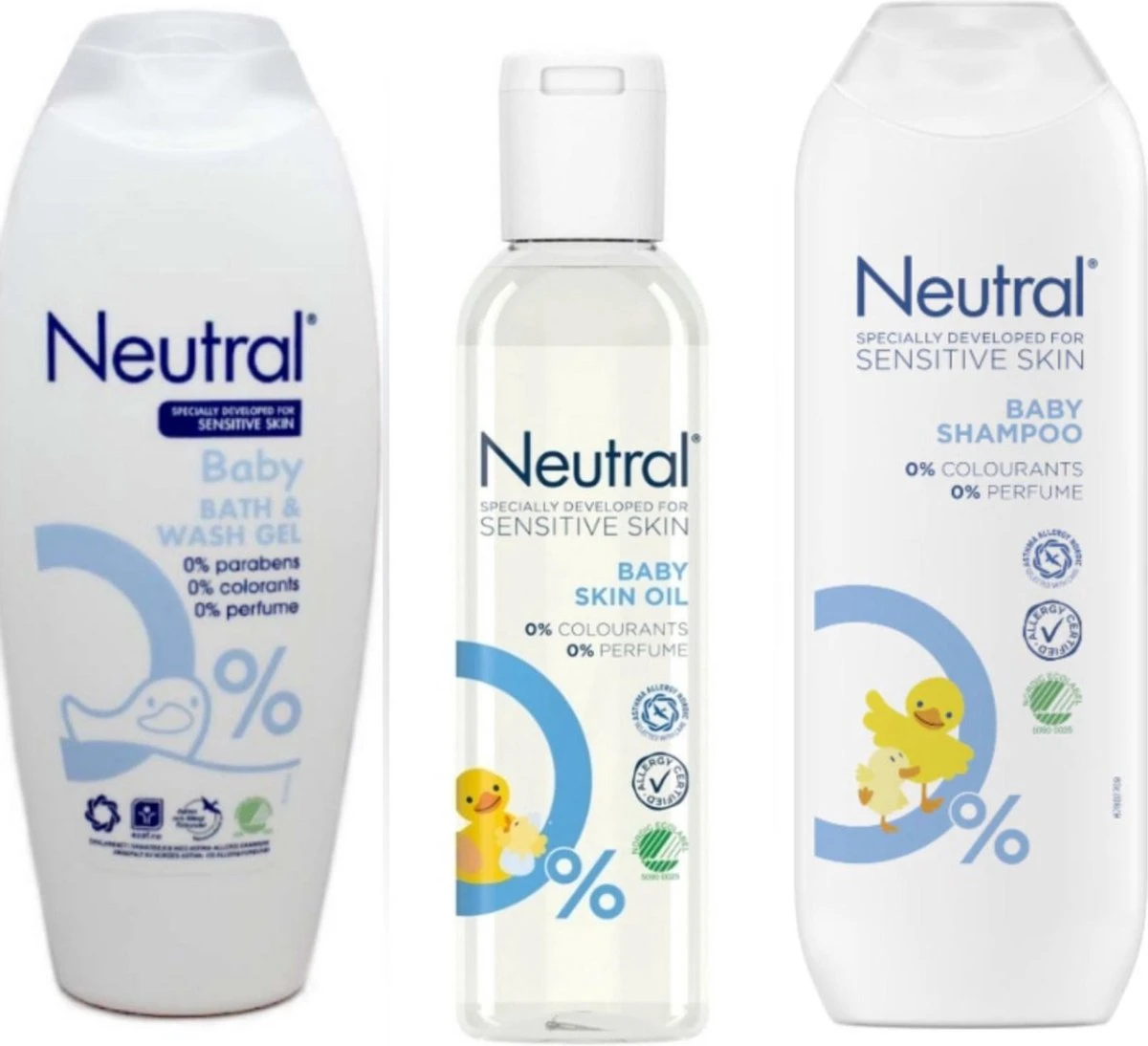 Neutral 0% Baby Huidolie + Washgel + Shampoo - Combinatie Pack 1 Neutral 0% Baby Huidolie + Washgel + Shampoo - Combinatie Pack
