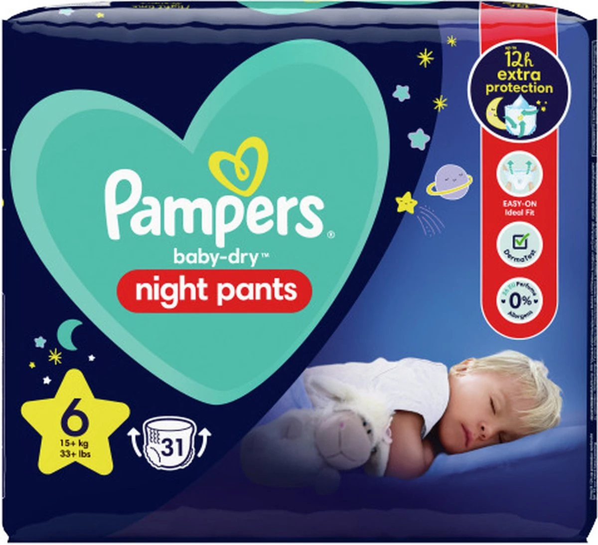 Pampers® Pampers Night Pants - Maat 6 (15kg+) - 31 Luierbroekjes - Nachtluiers 1 Pampers® Pampers Night Pants - Maat 6 (15kg+) - 31 Luierbroekjes - Nachtluiers