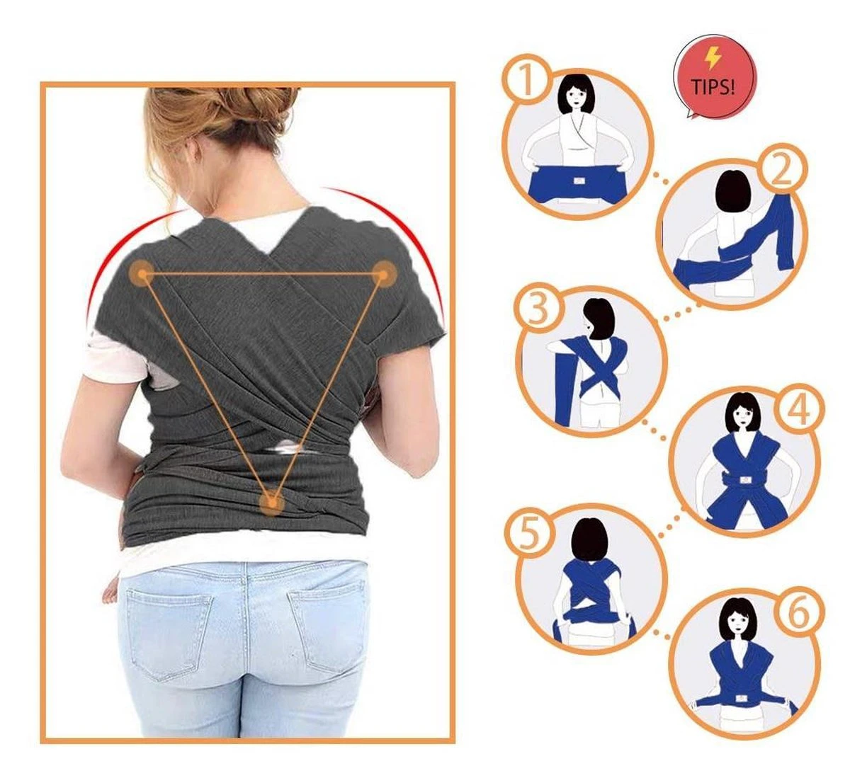 Ergonomische Rekbare Baby Draagdoek Van Katoen Om Te Knopen -Licht Grijs - Babywrap - Draagdoeken - Babydrager - Buikdrager – Rugdrager – Heupdrager - Baby Sling – Baby Carrier – Draagzak - Baby Wrap Sling - Draagdoek – Handleiding - Gratis Slabbetje 6 Ergonomische Rekbare Baby Draagdoek Van Katoen Om Te Knopen -Licht Grijs - Babywrap - Draagdoeken - Babydrager - Buikdrager – Rugdrager – Heupdrager - Baby Sling – Baby Carrier – Draagzak - Baby Wrap Sling - Draagdoek – Handleiding - Gratis Slabbetje - Afbeelding 6