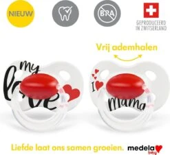 Medela Baby Fopspeen Original Hoge Acceptatie Orthdontisch Ergonomische Vorm - Signature Love Mama - 0-6 Maanden - 2 Stuks -Aanbiedingen BIBS Winkel 1200x1100 14