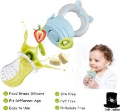 Bob Online ™ - Groen Baby Fruitspeen En Bijtring In- Een Met Medium Speen - Fruitzuiger – Groen Fruit Fopspeen Voorkomt Verstikking - Kinderbestek - Babyvoeding - Fruitspeen - Babyspeen Voor Groenten En Fruit – Green Baby Fruit Pacifier -Aanbiedingen BIBS Winkel 1200x1105 21