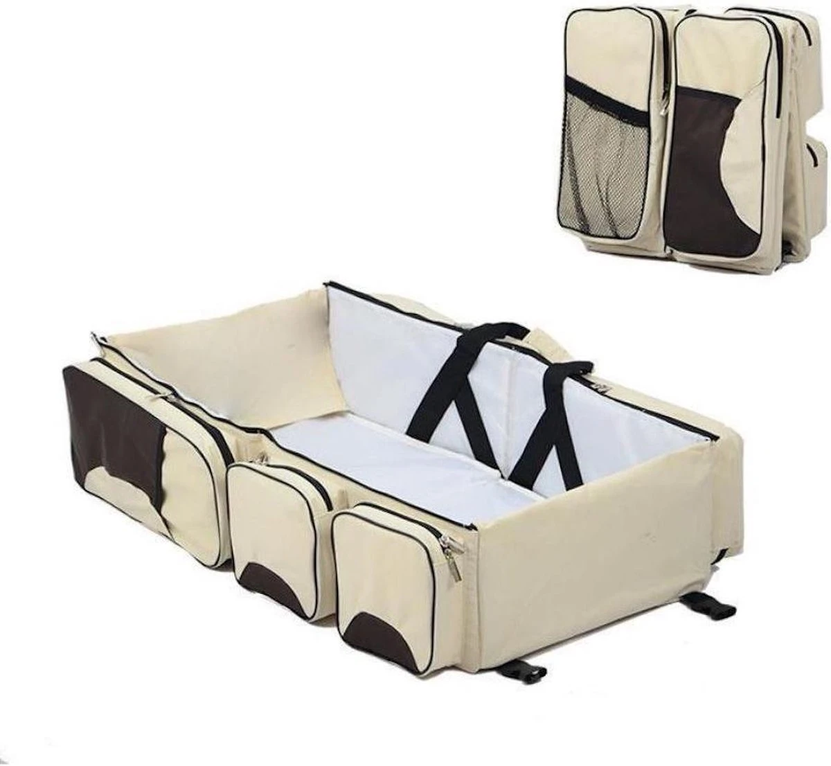 Merkloos Decopatent® Baby Bed - Luiertas - Reisbedje Voor Baby’s En Kleuters - Opvouwbare Reiswieg - Reisbed Met Matras - Reistas - Creme 5 Merkloos Decopatent® Baby Bed - Luiertas - Reisbedje Voor Baby’s En Kleuters - Opvouwbare Reiswieg - Reisbed Met Matras - Reistas - Creme - Afbeelding 5
