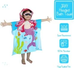 JAXY Badcape Baby - Badcape - Baby Badjas - Omslagdoek - Omslagdoek - Baby Handdoek Met Capuchon - Strandhanddoek - Badponcho - Poncho Handdoek - Microfiber - 60x90cm - Paarse Zeemeermin -Aanbiedingen BIBS Winkel 1200x1109 2