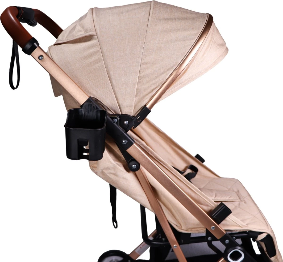 Ding Vivo Wandelwagen - Beige/Rose - Inklapbare Buggy - Inclusief Boodschappenmandje En Zonnekap 2 Ding Vivo Wandelwagen - Beige/Rose - Inklapbare Buggy - Inclusief Boodschappenmandje En Zonnekap - Afbeelding 2
