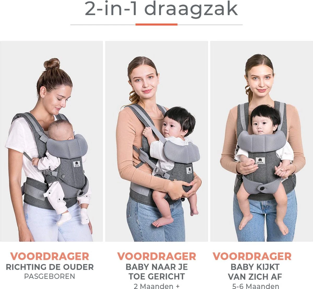 Deryan Meinkind Draagzak - Ergonomische Draagzak Vanaf Geboorte - Antraciet 3 Deryan Meinkind Draagzak - Ergonomische Draagzak Vanaf Geboorte - Antraciet - Afbeelding 3