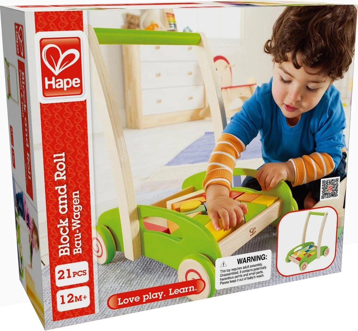 Hape Loopwagen Blokkenkar - Speelgoed 1 Jaar 11 Hape Loopwagen Blokkenkar - Speelgoed 1 Jaar - Afbeelding 11