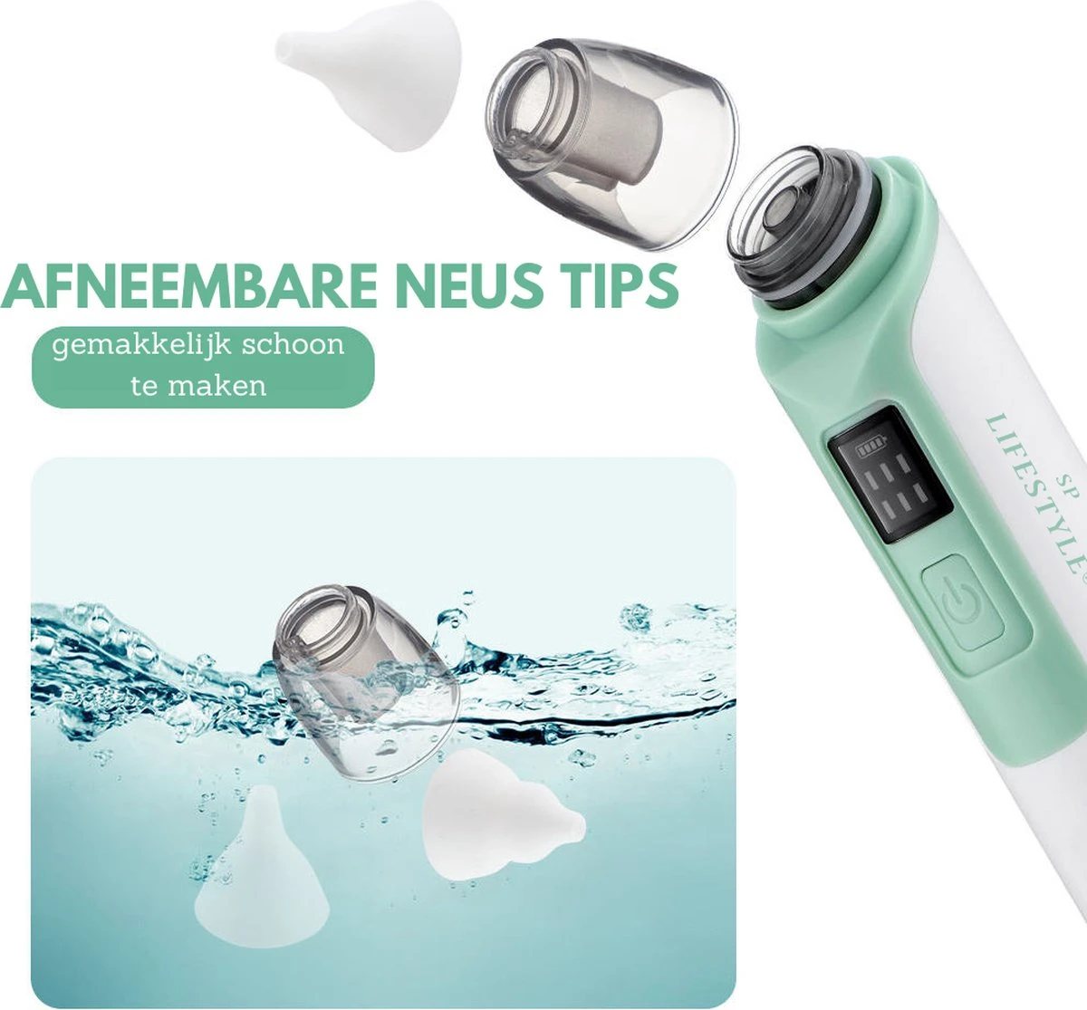 SP Lifestyle ® Neusreiniger Baby - Elektrische Neuszuiger Met USB - Snoetenpoetsers - Snotzuiger Baby - 6 Verschillende Standen 9 SP Lifestyle ® Neusreiniger Baby - Elektrische Neuszuiger Met USB - Snoetenpoetsers - Snotzuiger Baby - 6 Verschillende Standen - Afbeelding 9