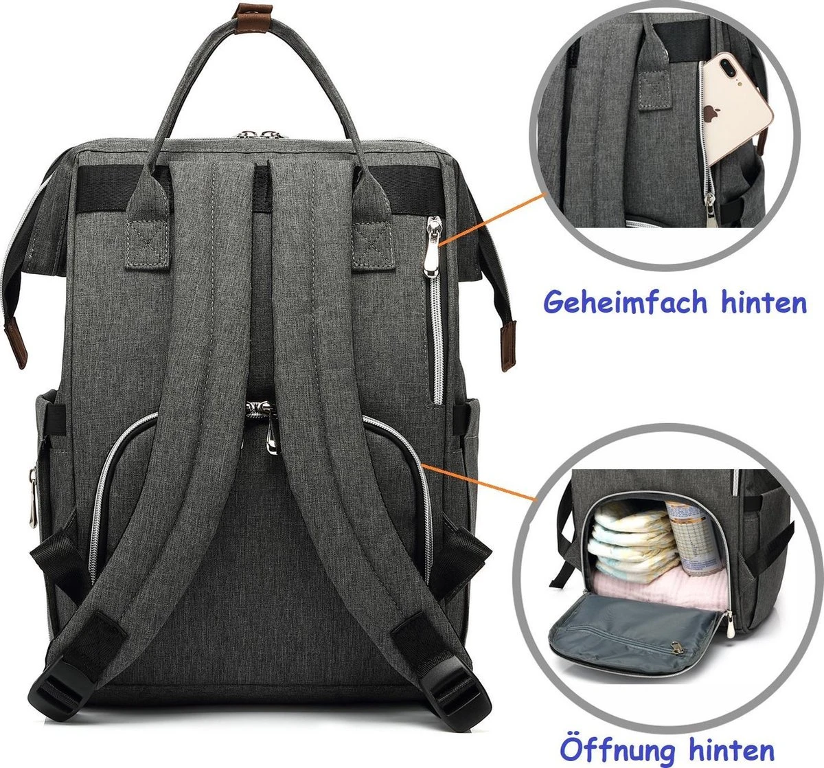 Luiertas (rugzak) Zwart 8 Luiertas (rugzak) Zwart - Afbeelding 8