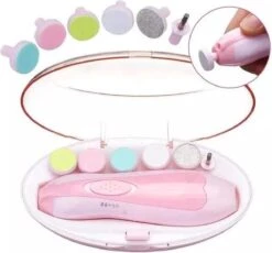 Merkloos Elektrische Baby NagelKnipper Roze & Handige Opberg Doos - Baby Nagelknipper - Baby Nageltrimmer - Baby Nagelset - Baby Nagelvijl