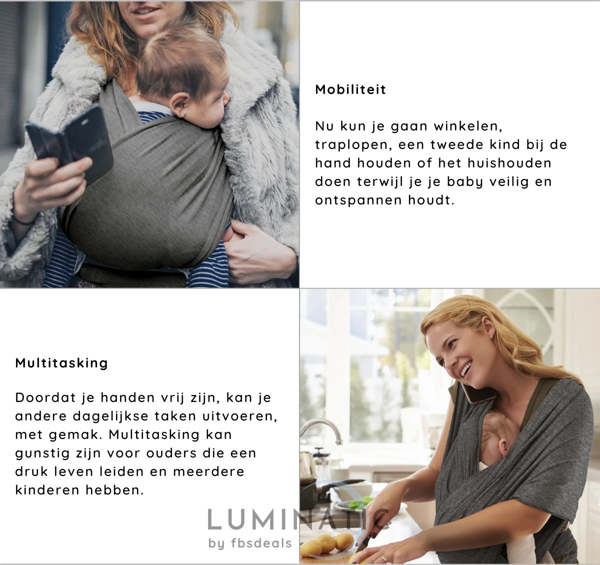 Baby Draagdoek - Babywrap - Baby Carrier - Babydrager - Buikdrager Baby – Baby Draagzak - Baby Sling | Luminatic® | Ergonomisch | Met Tasje | Zwart 6 Baby Draagdoek - Babywrap - Baby Carrier - Babydrager - Buikdrager Baby – Baby Draagzak - Baby Sling | Luminatic® | Ergonomisch | Met Tasje | Zwart - Afbeelding 6