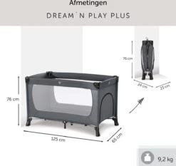 Hauck Dream N Play Plus Campingbedje Set - Met Matras En Muggennet - Grijs -Aanbiedingen BIBS Winkel 1200x1134 12