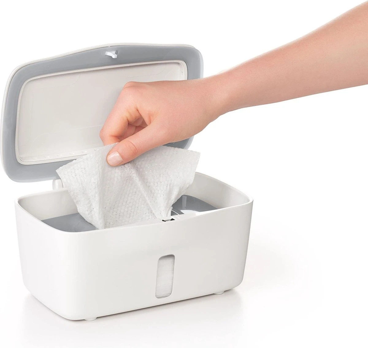 OXO Tot Doekjesverdeler - Billendoekjesdoos- Billendoekjes Houder - Billendoekjesbox - Wipe Box- Vochtige Doekjes Houder- Wit-Grey 5 OXO Tot Doekjesverdeler - Billendoekjesdoos- Billendoekjes Houder - Billendoekjesbox - Wipe Box- Vochtige Doekjes Houder- Wit-Grey - Afbeelding 5