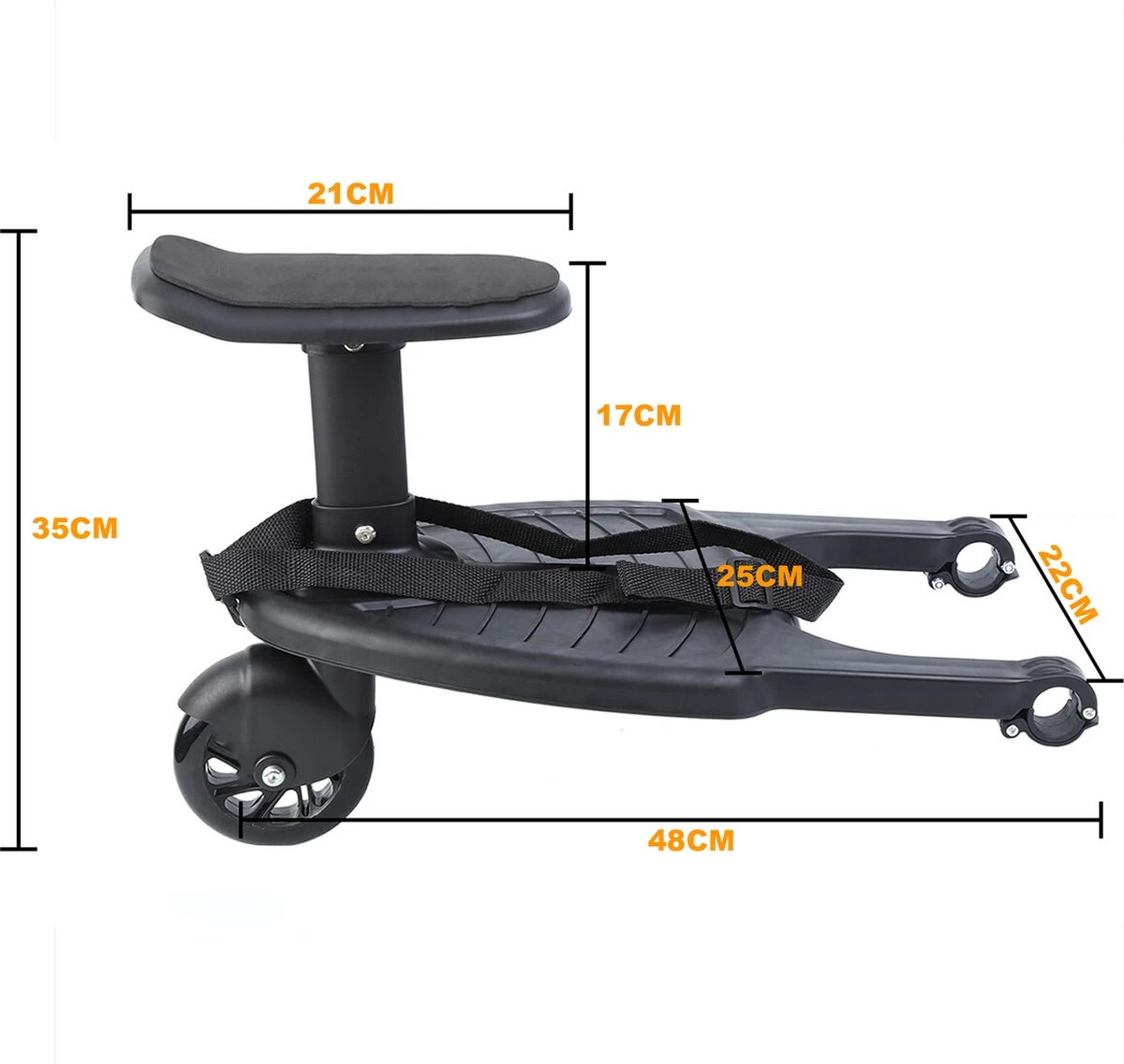 Merkloos Happyment® Universeel Meerijdplankje - Met Zitting - Voor Kinderwagen - Buggyboard - Zwart 8 Merkloos Happyment® Universeel Meerijdplankje - Met Zitting - Voor Kinderwagen - Buggyboard - Zwart - Afbeelding 8
