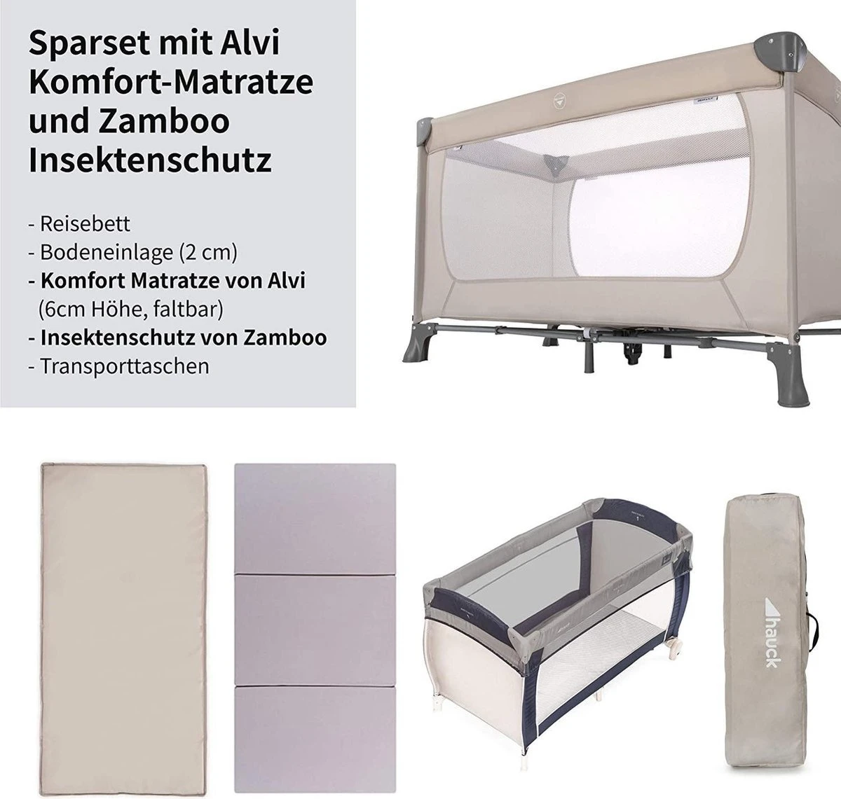Hauck Dream N Play Campingbedje Set - Met Matras En Muggennet - Beige 9 Hauck Dream N Play Campingbedje Set - Met Matras En Muggennet - Beige - Afbeelding 9