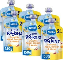 Nestlé Little Rockets Smoothie Appel Banaan Wortel- Vanaf 2 Jaar- 6 Stuks