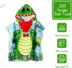 JAXY Badcape Baby - Badcape - Baby Badjas - Omslagdoek - Omslagdoek - Baby Handdoek Met Capuchon - Strandhanddoek - Badponcho - Poncho Handdoek - Microfiber - 60x90cm - Krokodil -Aanbiedingen BIBS Winkel 1200x1144