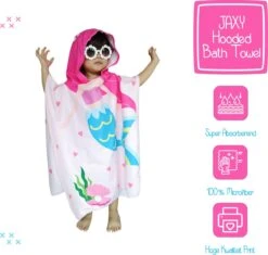 JAXY Badcape Baby - Badcape - Baby Badjas - Omslagdoek - Omslagdoek - Baby Handdoek Met Capuchon - Strandhanddoek - Badponcho - Poncho Handdoek - Microfiber - 60x90cm - Blauwe Zeemeermin -Aanbiedingen BIBS Winkel 1200x1144 4
