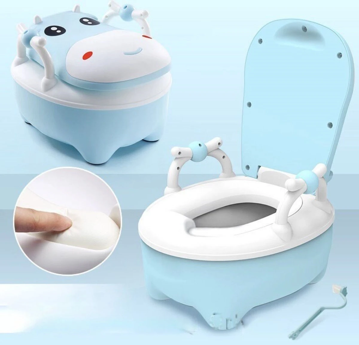 Merkloos Plaspotje Koe | Plaspotje Kind | Potje Peuter | Potje Met Deksel | WC Potje Peuter | WC Verkleiner | Opstapje | Blauw 4 Merkloos Plaspotje Koe | Plaspotje Kind | Potje Peuter | Potje Met Deksel | WC Potje Peuter | WC Verkleiner | Opstapje | Blauw - Afbeelding 4